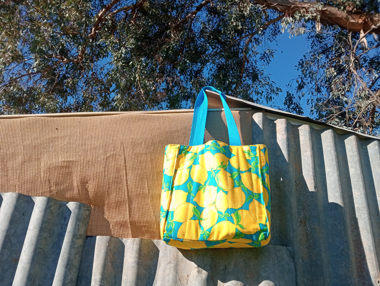 Handmade Quilted Tote Bag – Zesty Lemons | Cotton Tote Bag | Made in Australia