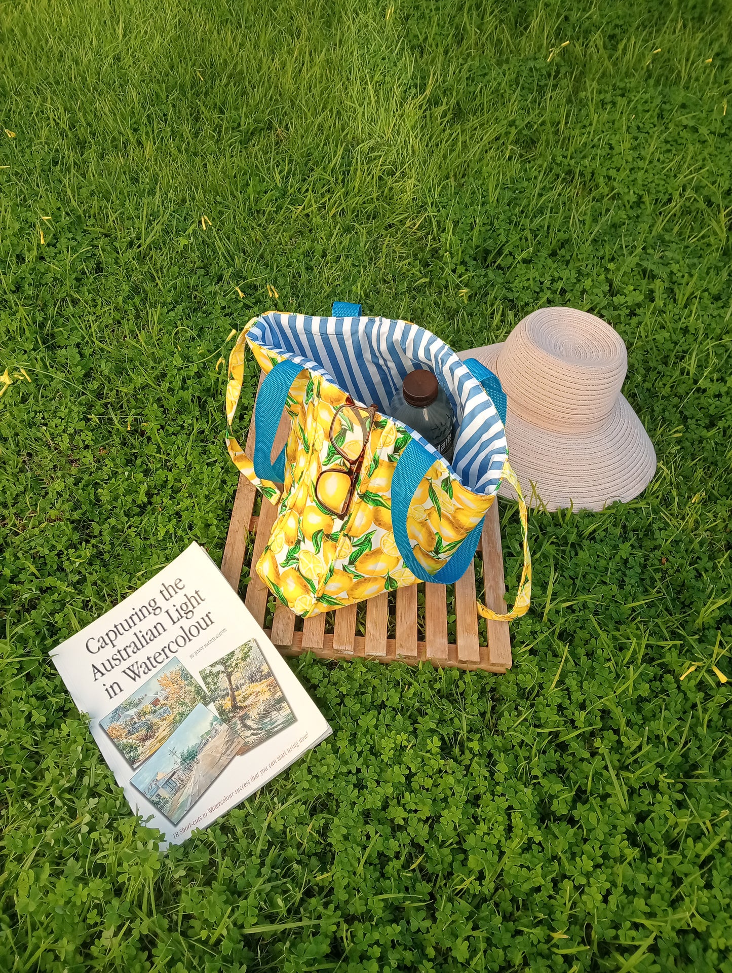 Handmade Quilted Tote Bag – Zesty Lemons MEDIUM | Cotton Tote Bag | Made in Australia