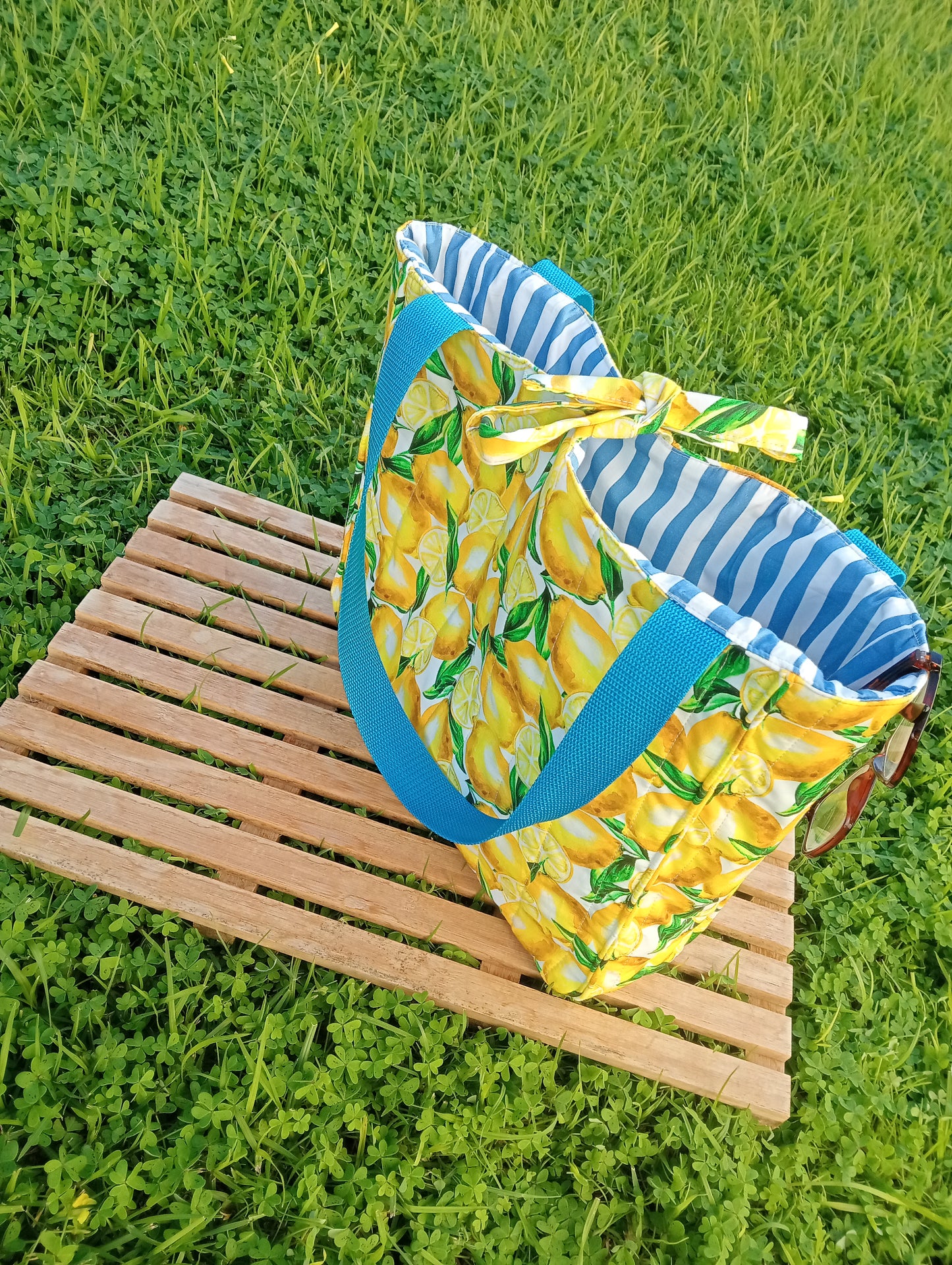 Handmade Quilted Tote Bag – Zesty Lemons MEDIUM | Cotton Tote Bag | Made in Australia