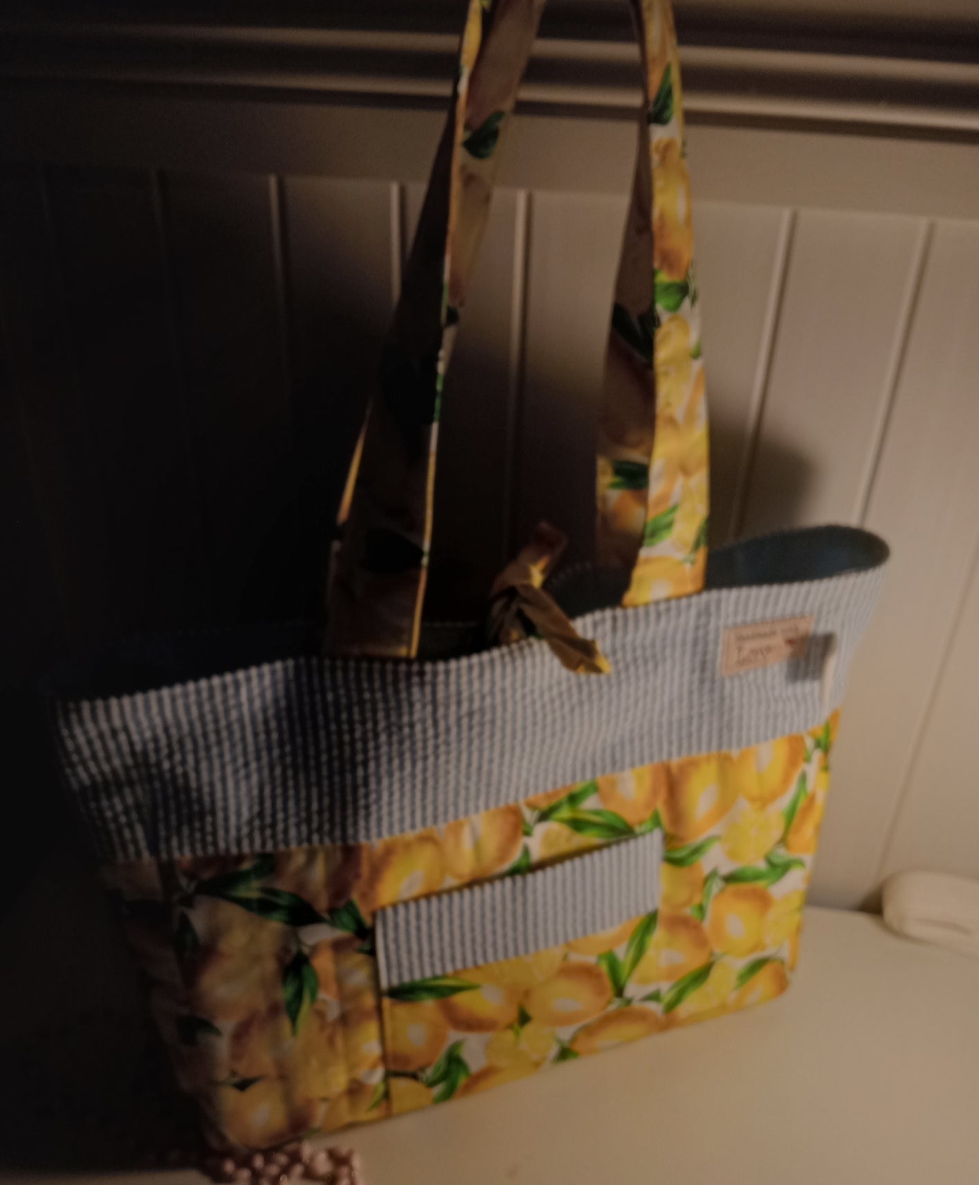 Handmade Quilted Tote Bag – Zesty Lemons LARGE | Cotton Tote Bag | Made in Australia